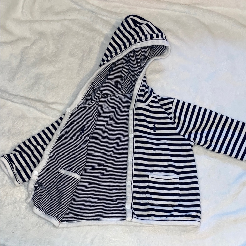 Polo by Ralph Lauren Kids Striped Hoodie in Navy and White